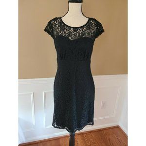 Women's Little Black Dress Sexy Lace Cap Sleeve Scoop neck Studio Y Size 9/10
